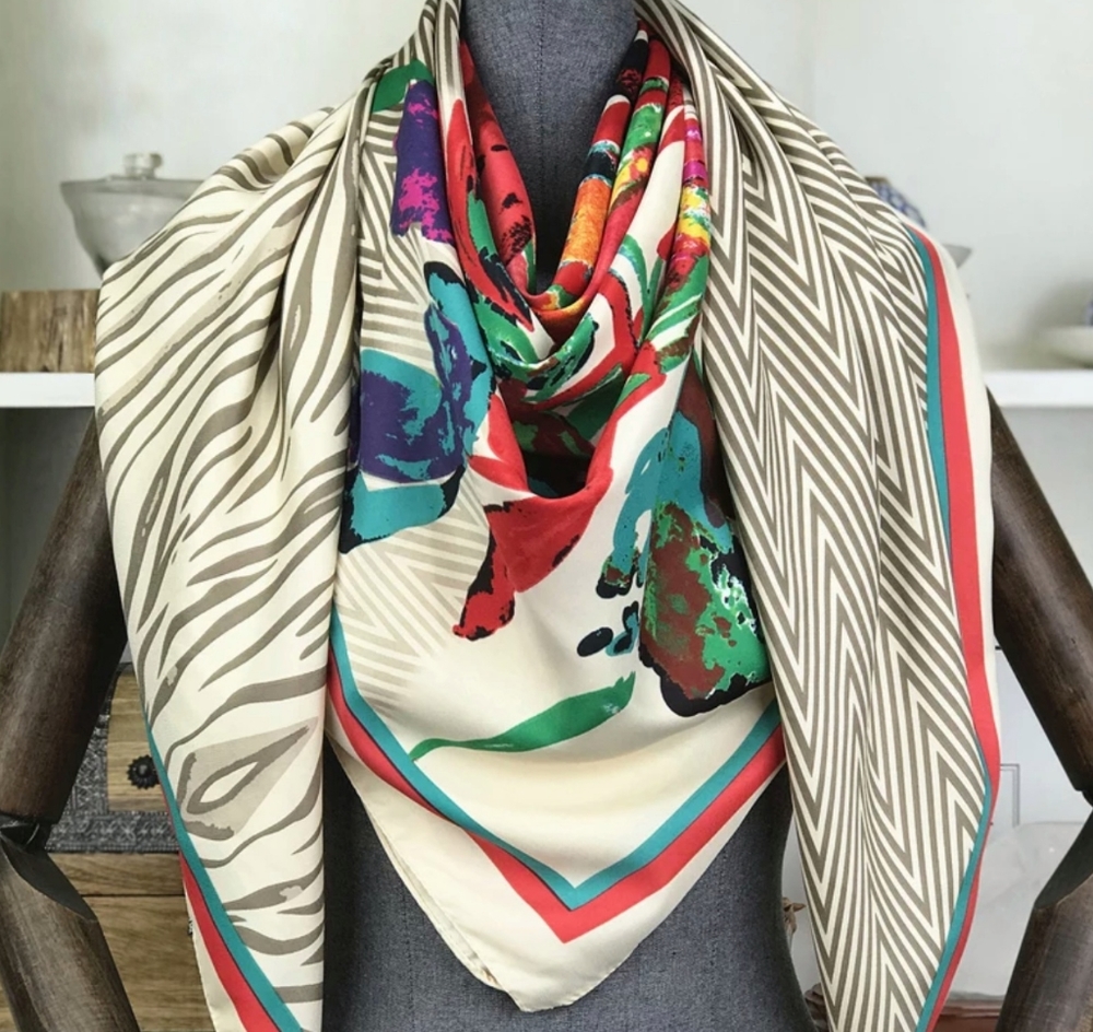 NWT cute silky scarf. 51x51in